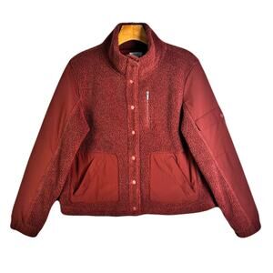 FLX Chocolate Burgundy Sherpa Snap up Jacket Women’s Size M
